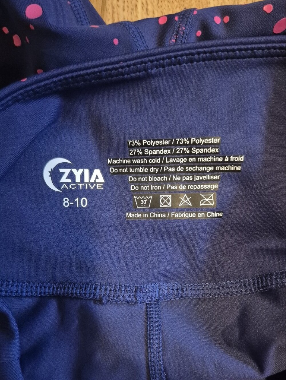 ZYIA Navy Leggings with Pink Speckle Print - Picture 4 of 5